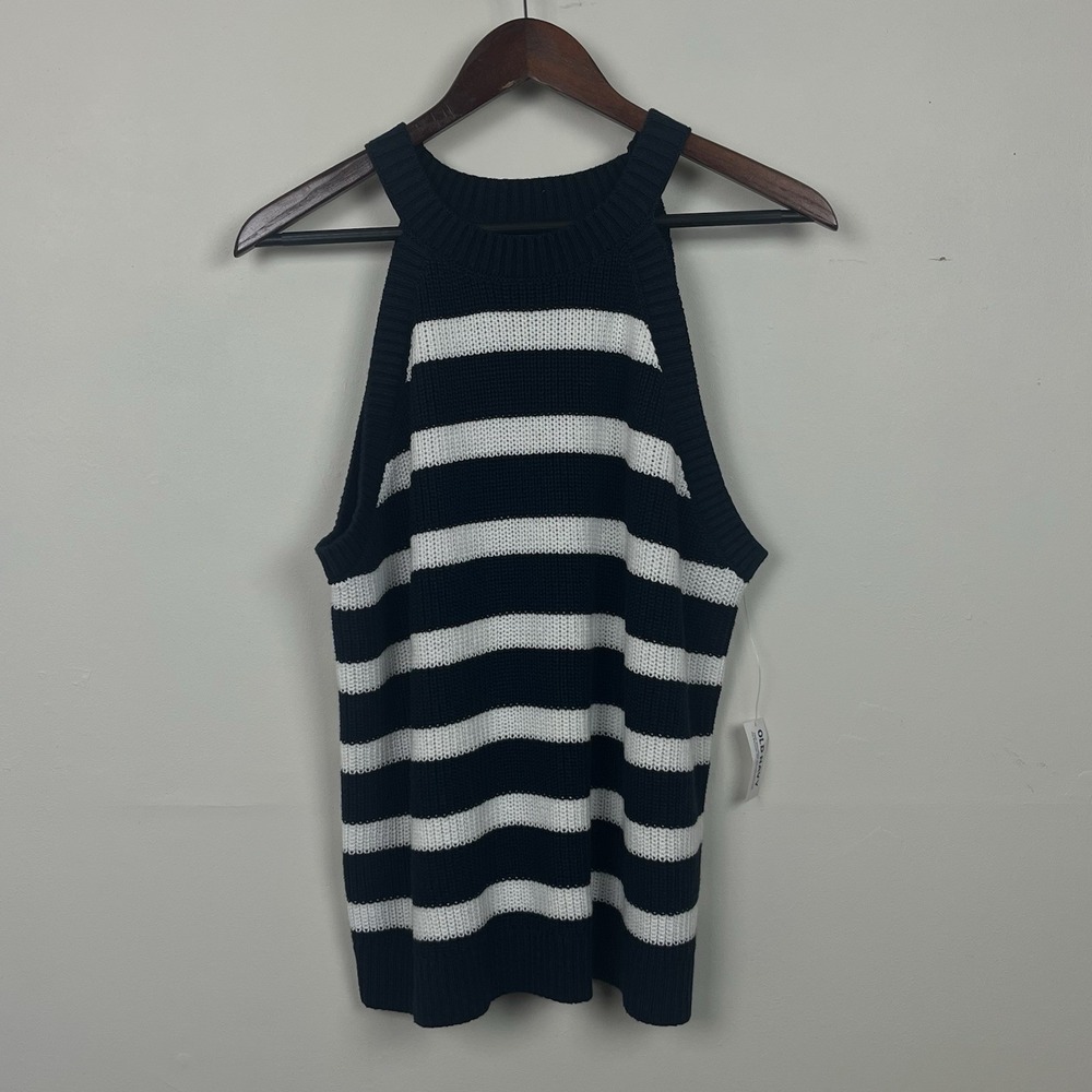 Old Navy NWT Shaker Halter Top XL Navy Striped Nautical Heritage Prep